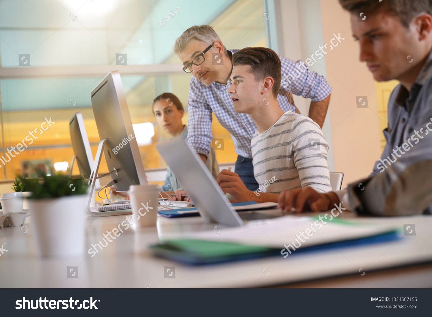 Stock Photo Students In Apprenticeship Attending Computing Class 1034507155